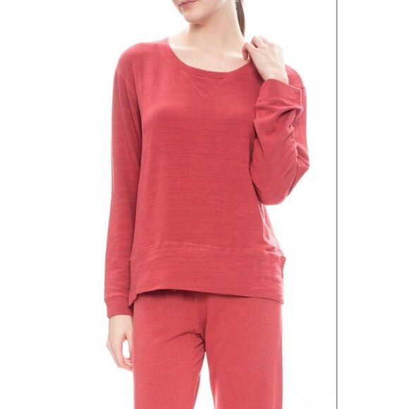 MONROW Supersoft Crewneck Sweatshirt  XS Vintage Red Pullover Beach Sweater - Picture 1 of 7